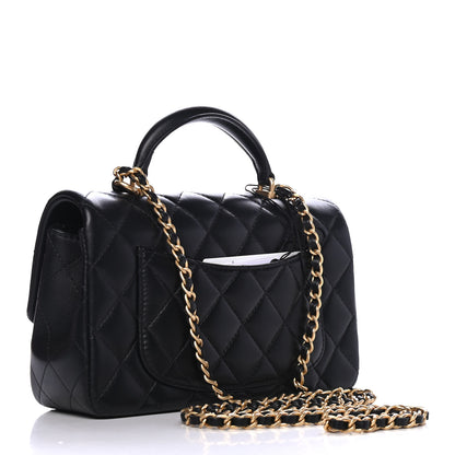 Chanel Lambskin Quilted Mini Top Handle Rectangular Flap Black 2 of 4