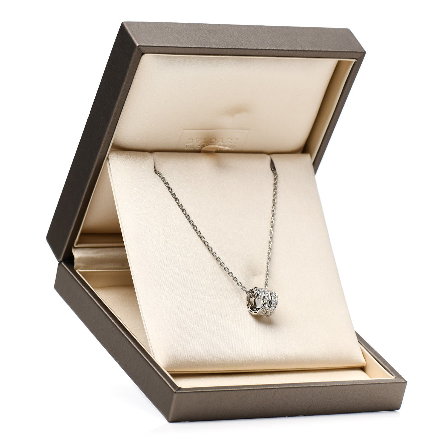 Bulgari 18K White Gold Diamond Serpenti Viper Pave Pendant Necklace 8 of 8