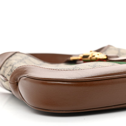 Gucci GG Supreme Monogram Azalea Calfskin Web Small Jackie 1961 Hobo Beige Ebony Brown Sugar 9 of 10