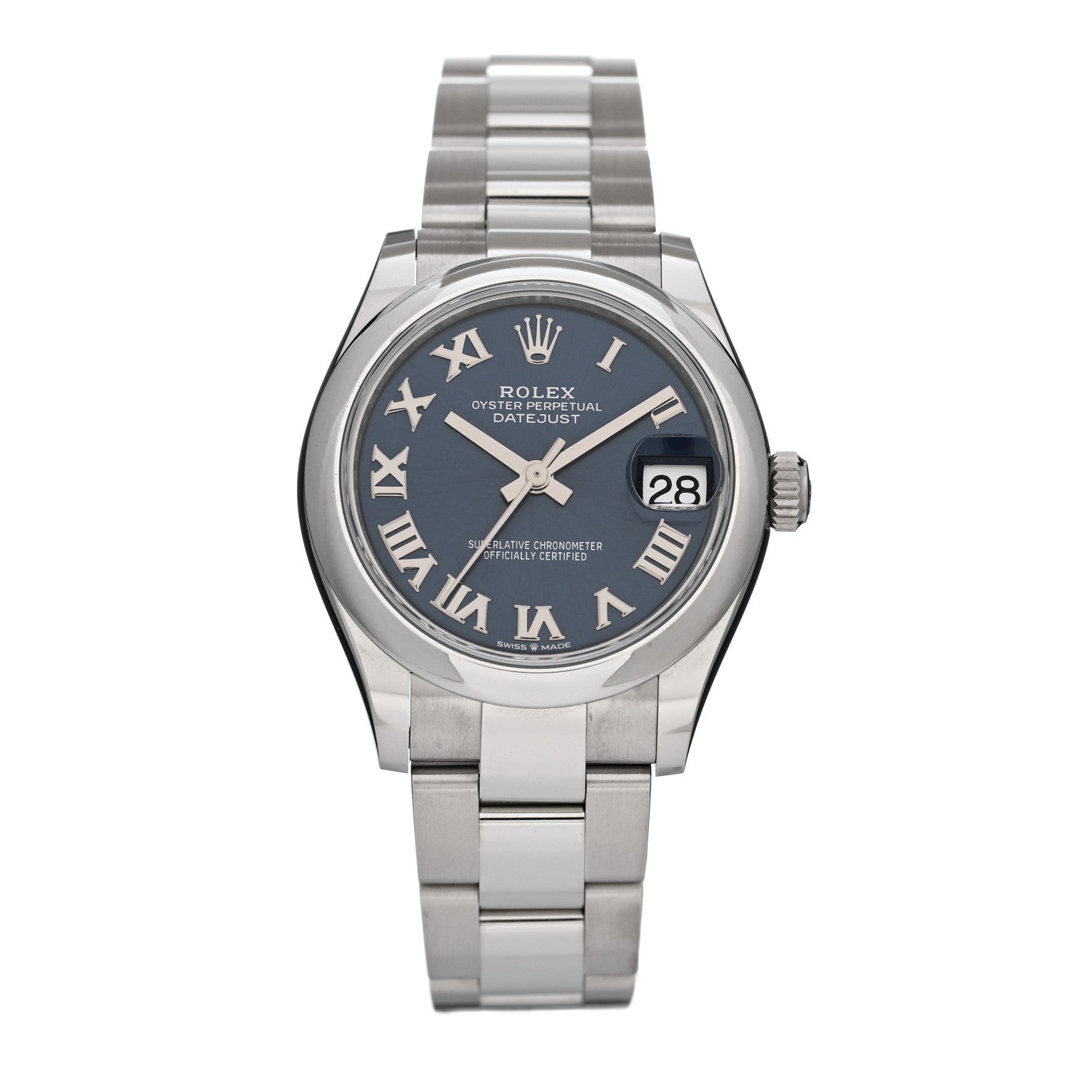 Rolex Stainless Steel 31mm Oyster Perpetual Datejust Watch Bright Blue Roman 278240 1 of 5