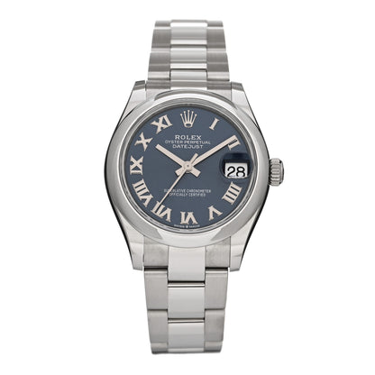 Rolex Stainless Steel 31mm Oyster Perpetual Datejust Watch Bright Blue Roman 278240 1 of 5