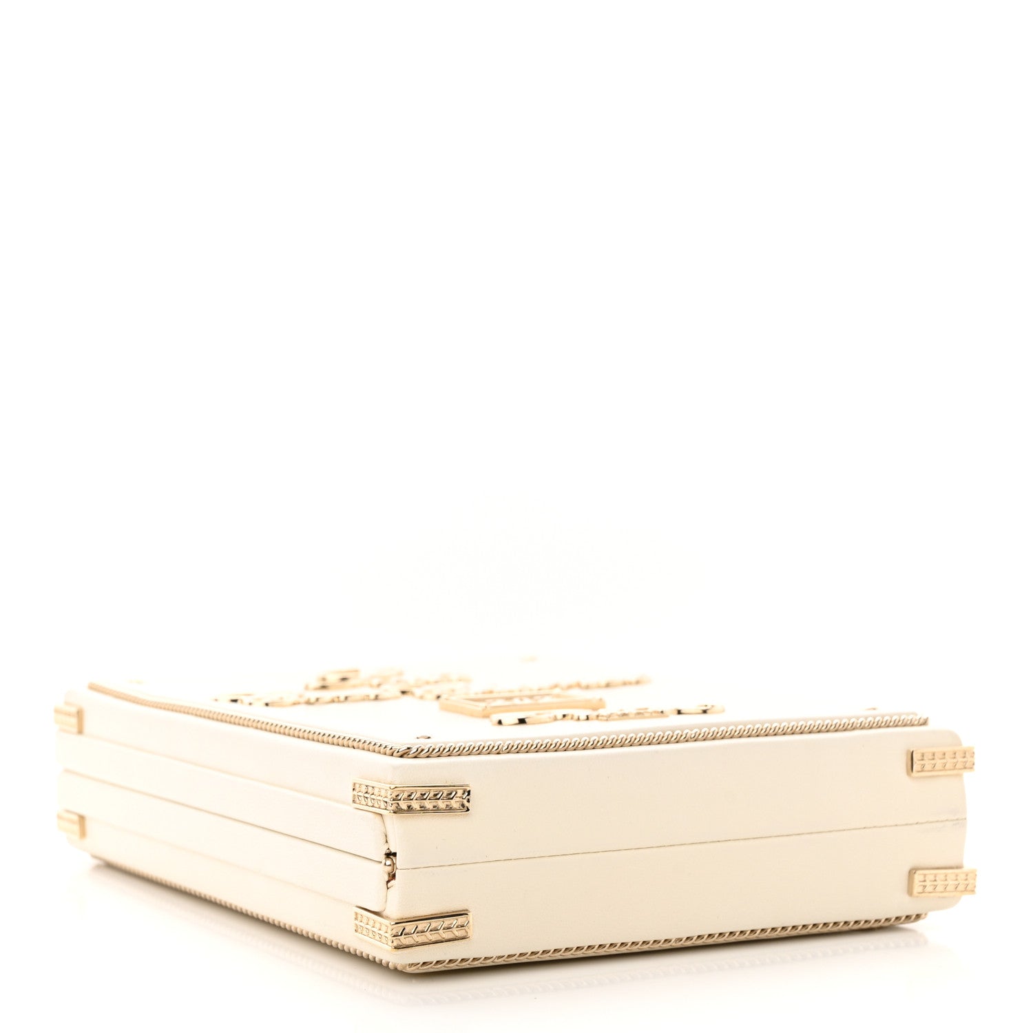 Chanel Lambskin Room Card Minaudiere Evening Bag White Gold 4 of 12
