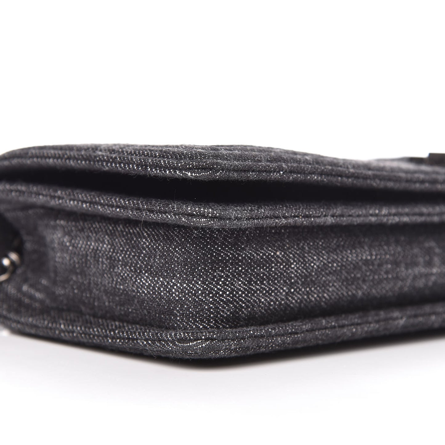 Denim Quilted Boy Clutch With Removable Chain Black