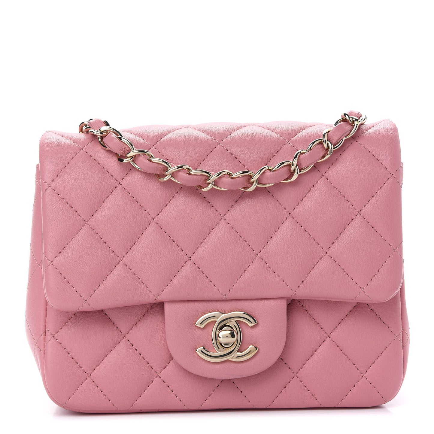 Lambskin Quilted Mini Square Flap Pink