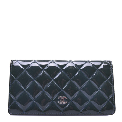 Chanel Patent Calfskin Quilted Yen Wallet Blue 1 of 9