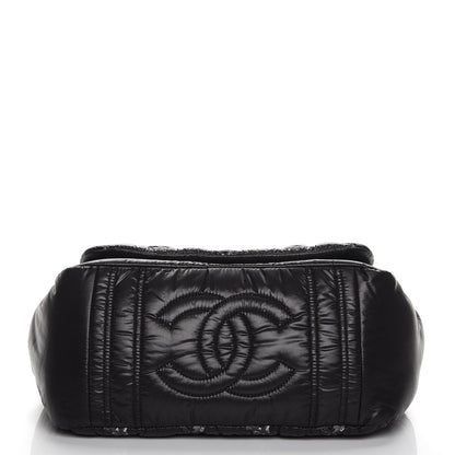 Chanel Nylon Quilted Tweed Stitch Bubble Flap Black 4 of 7