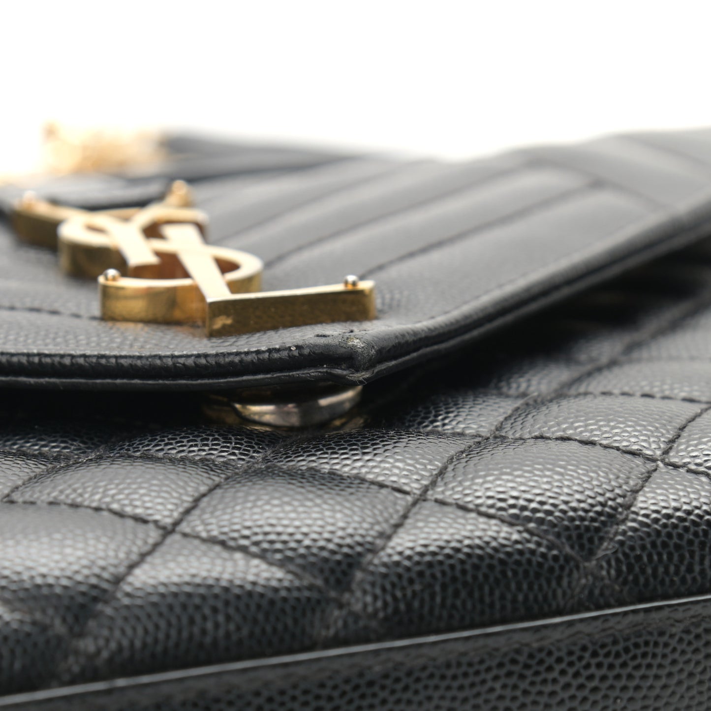 Grain De Poudre Textured Mixed Matelasse Triquilt Medium Monogram Satchel Black