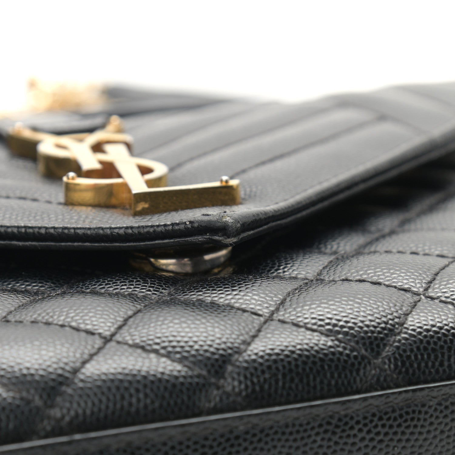 Saint Laurent Grain De Poudre Textured Mixed Matelasse Triquilt Medium Monogram Satchel Black 9 of 13