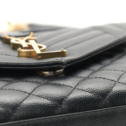 Saint Laurent Grain De Poudre Textured Mixed Matelasse Triquilt Medium Monogram Satchel Black 9 of 13