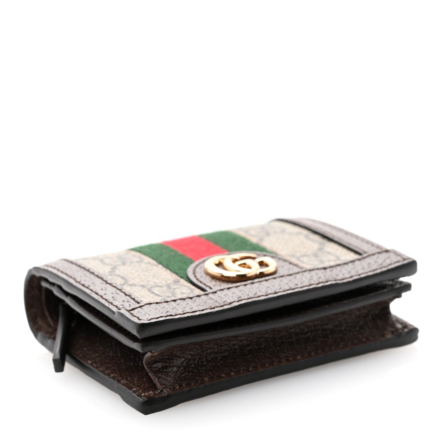 Gucci GG Supreme Monogram Web Ophidia Card Case Beige New Acero 4 of 9