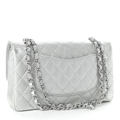 Chanel Glittered Metallic Caviar Quilted Medium Double Flap Silver 3 of 9