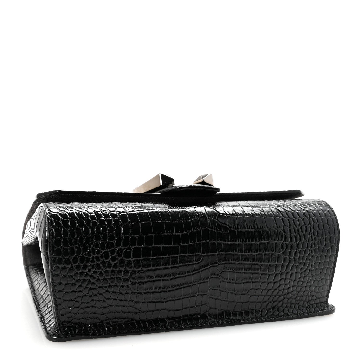 Jimmy Choo Calfskin Crocodile Embossed Madeline Top Handle Black 4 of 9