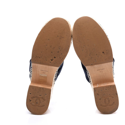 Chanel Suede Calfskin CC Turn Lock Clog 40 Navy 6 of 10