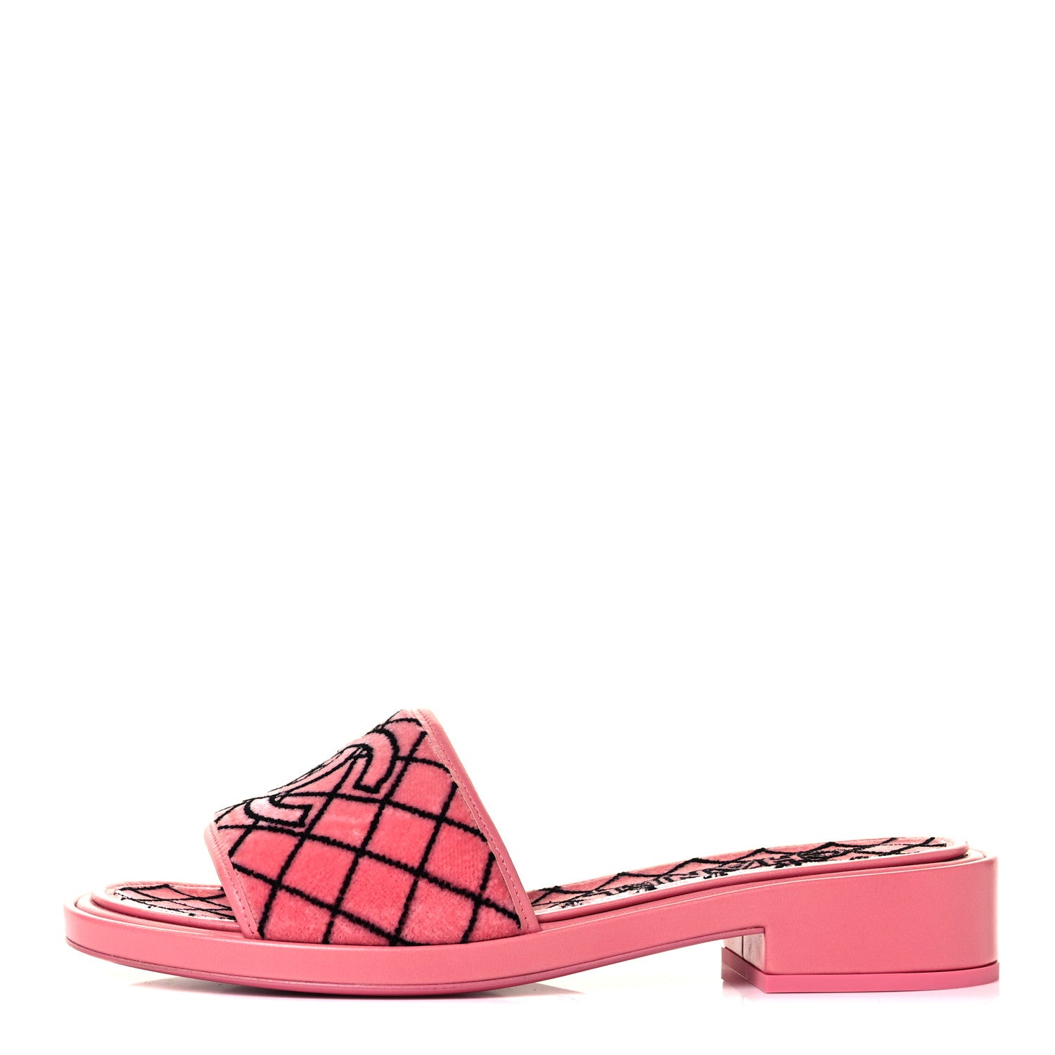 Chanel Shearling Quilt Print Quilt CC Mules 38 Pink 1 of 8