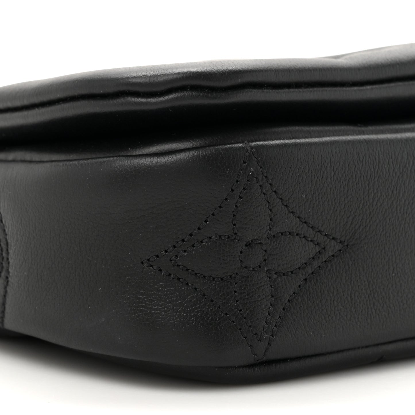 Calfskin Bubblegram Wallet On Strap Black