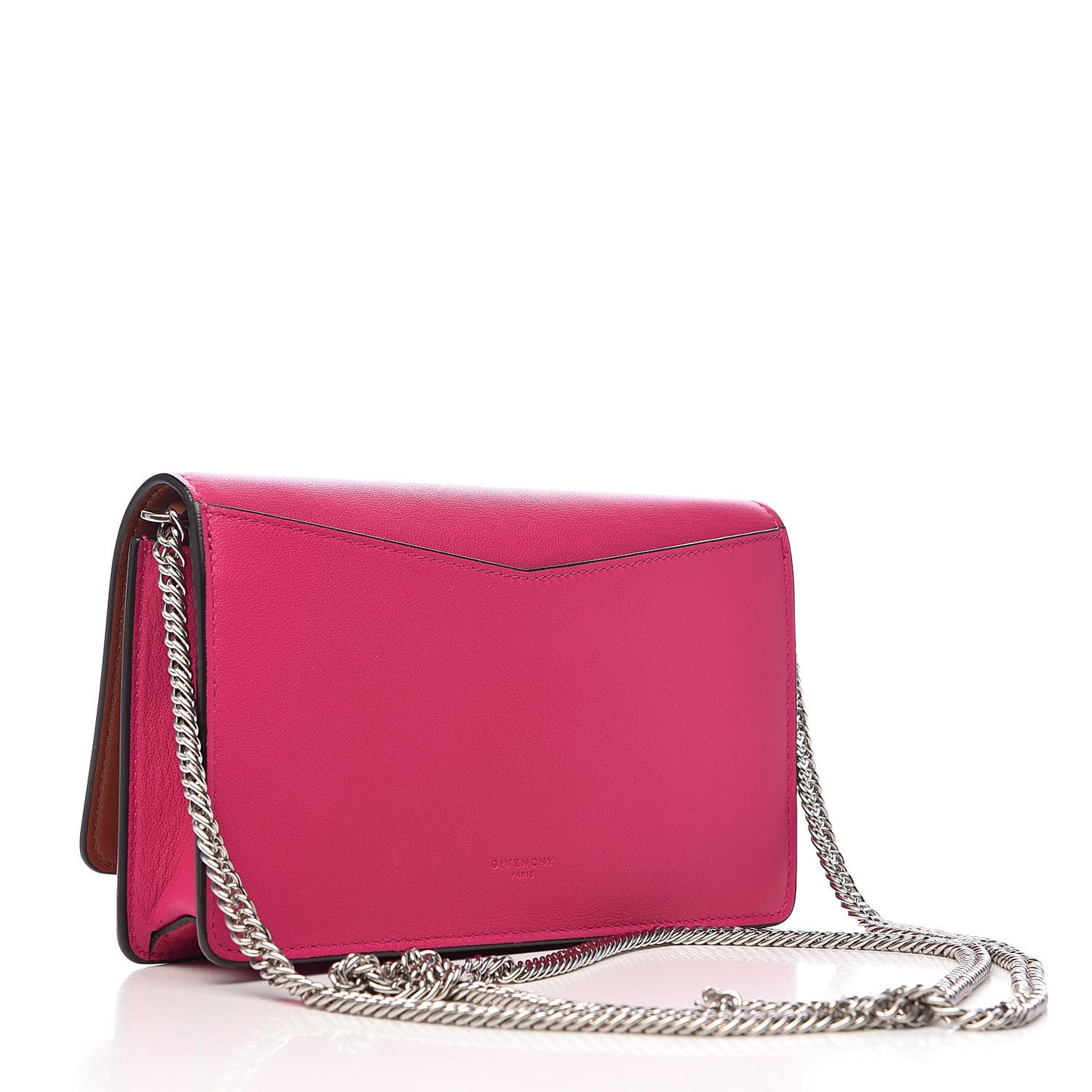 Lambskin Emblem Chain Wallet Cyclamen