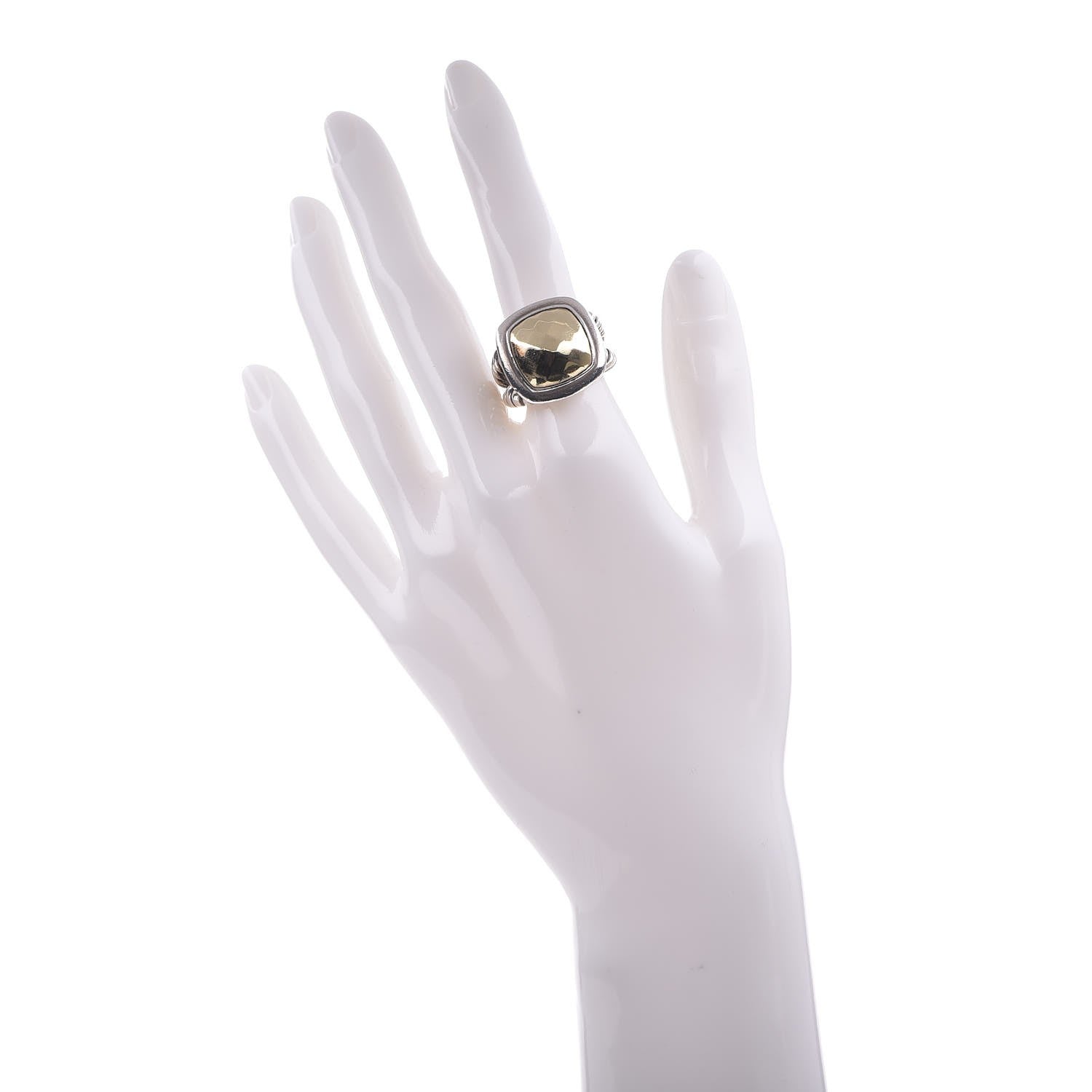 David Yurman Sterling Silver 18K Yellow Gold 14mm Albion Dome Ring 51 5.75 2 of 7