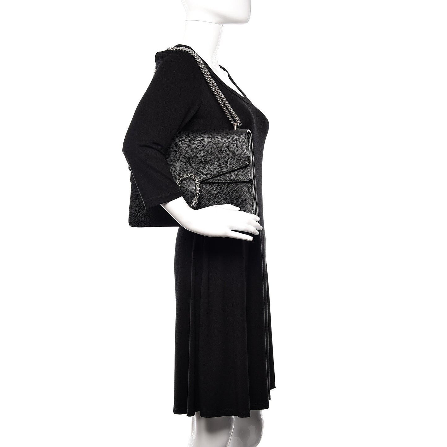 Dollar Calfskin Crystal Medium Dionysus Shoulder Bag Black Black Diamond