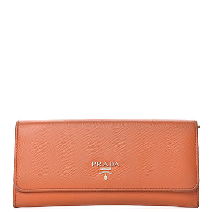 Prada Saffiano Multicolor Continental Flap Wallet Papaya 1 of 16