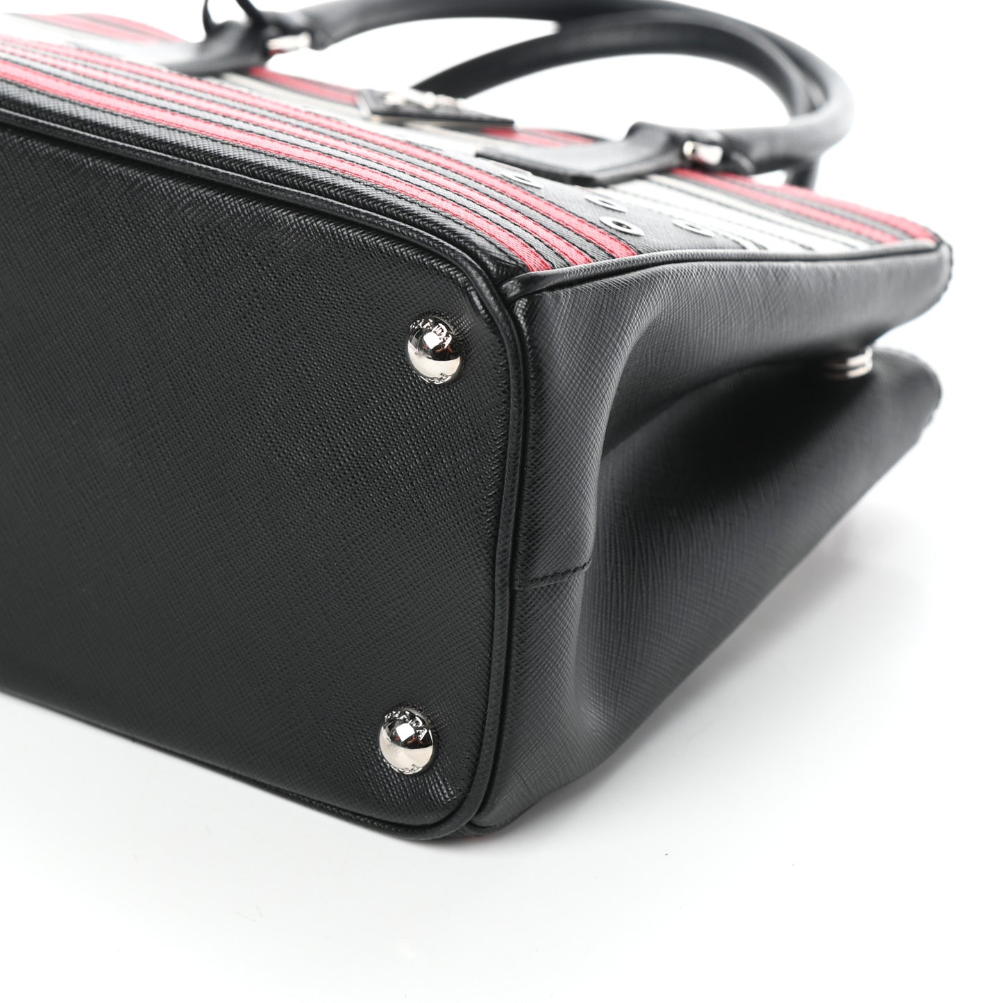 Saffiano Grommet Small Galleria Double Zip Tote Black Fuoco