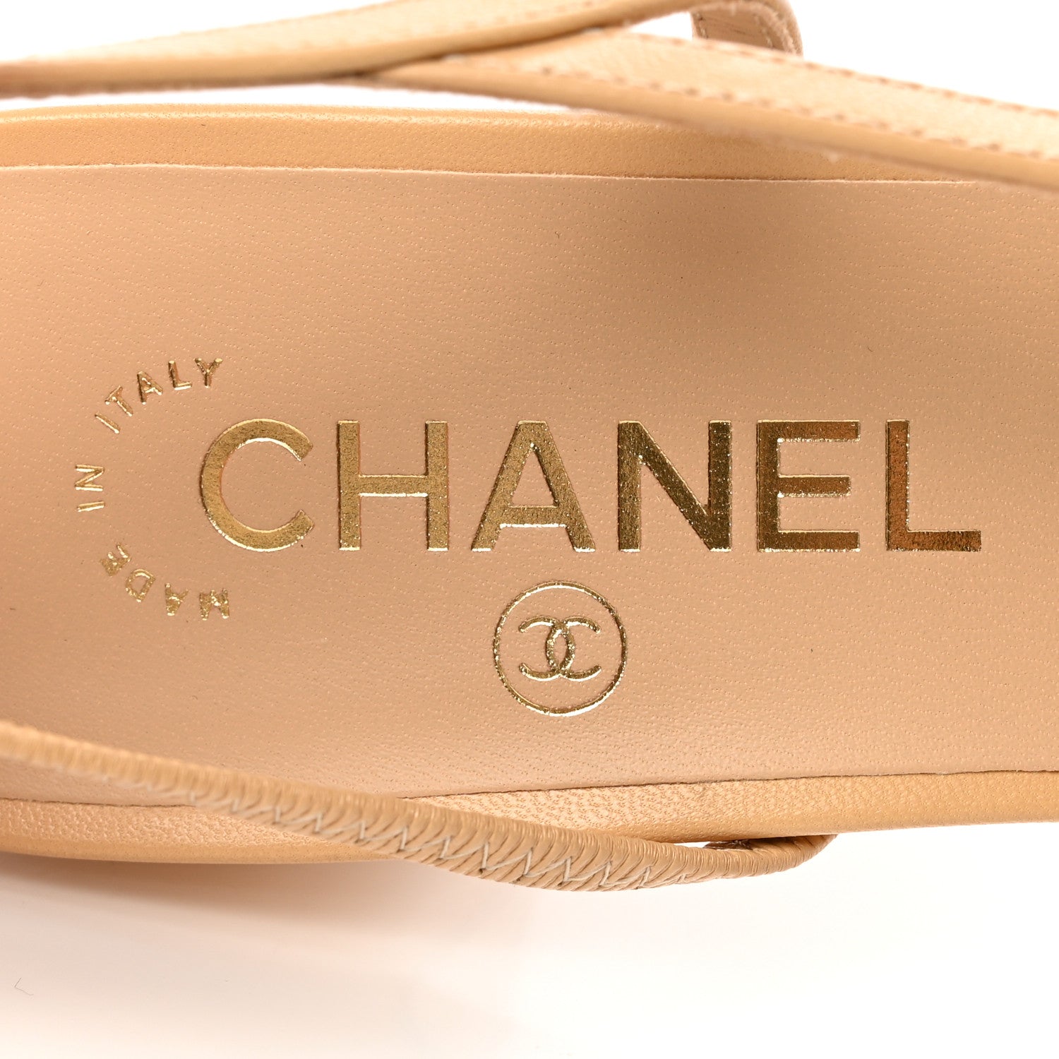 Chanel Goatskin Grosgrain Cap Toe CC Slingback Pumps 40 Beige Black 7 of 14
