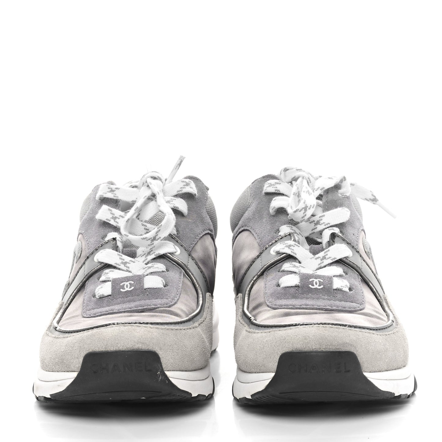 Suede Velvet Lambskin CC Sneakers 37.5 Grey