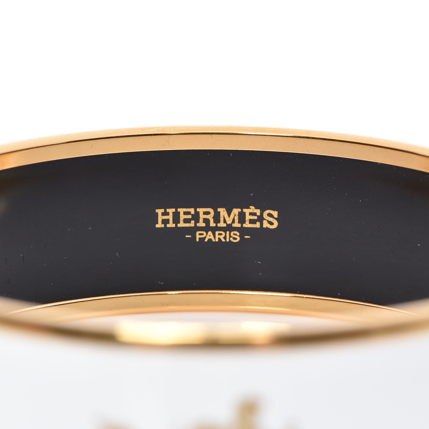 Enamel Printed Wide Caleche Bracelet 62 White