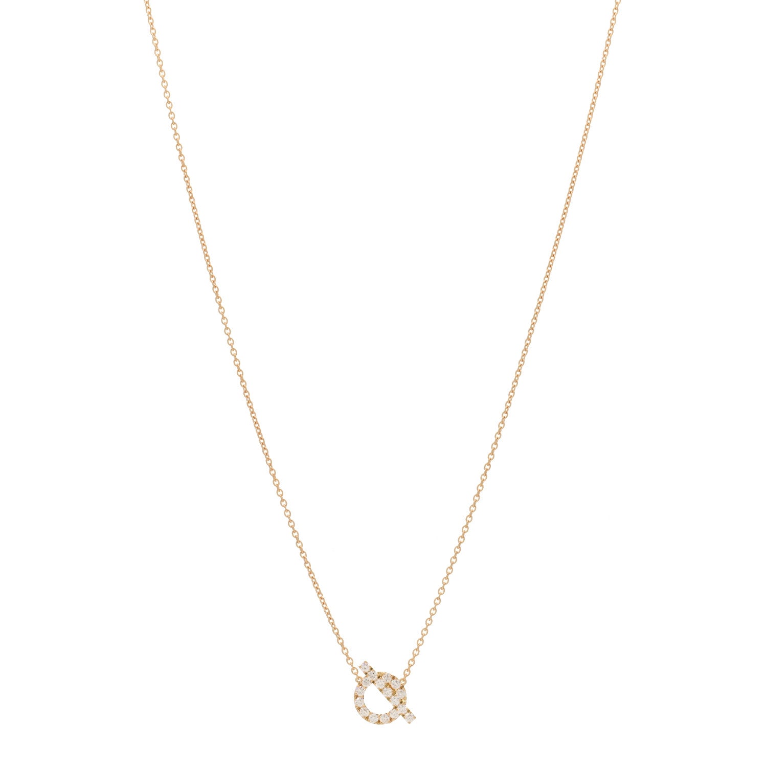 Hermes 18K Rose Gold Diamond Finesse Pendant Necklace 1 of 3