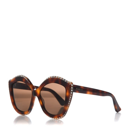 Gucci Crystal Cat Eye GG0118S Sunglasses Havana Brown 1 of 7