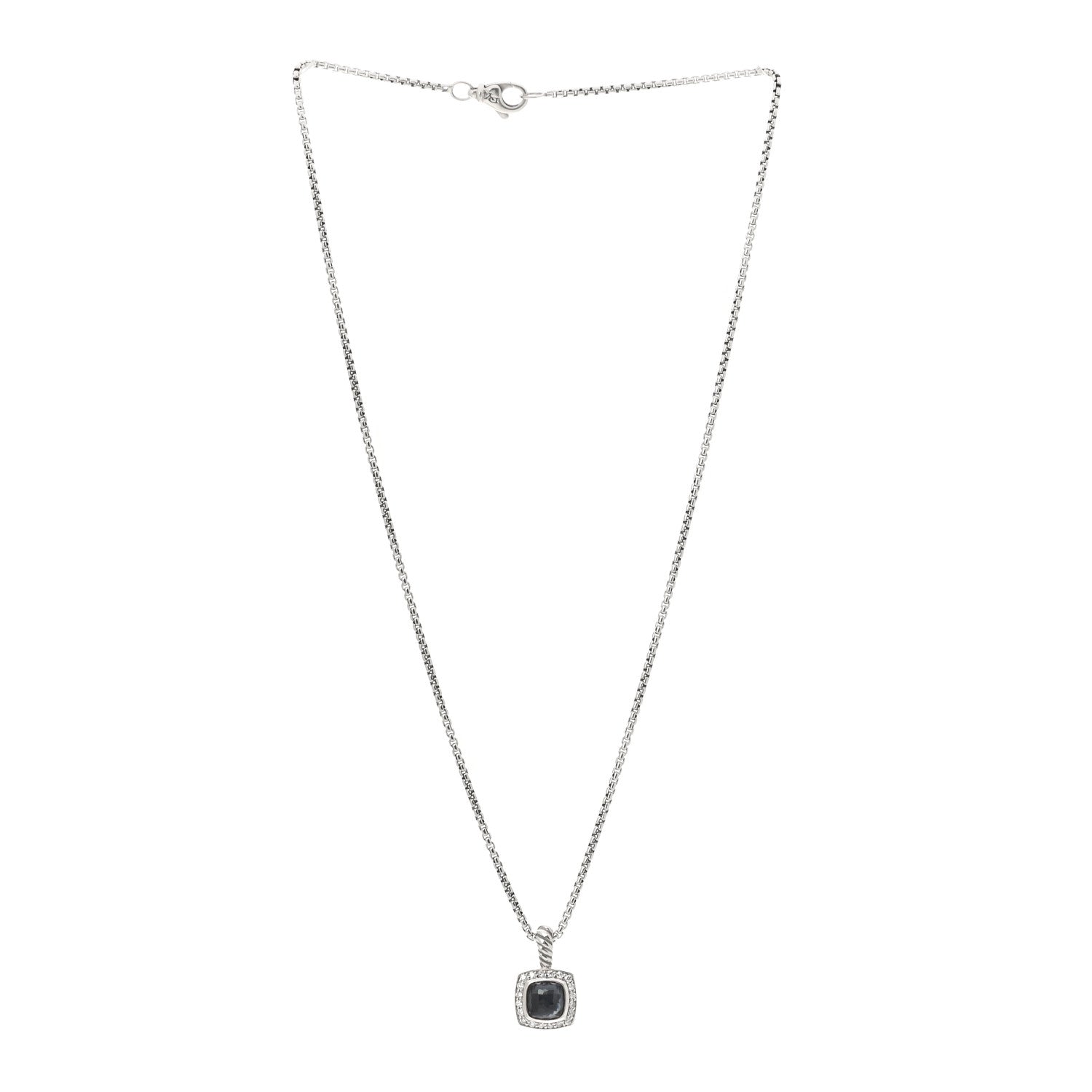 David Yurman Sterling Silver Diamond Black Orchid 7mm Petite Albion Necklace 3 of 5