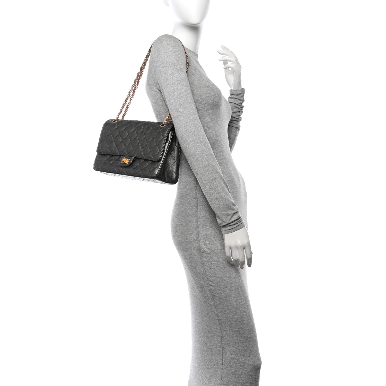 Chanel Metallic Calfskin Quilted 2.55 Reissue 226 Flap Charcoal 2 of 10