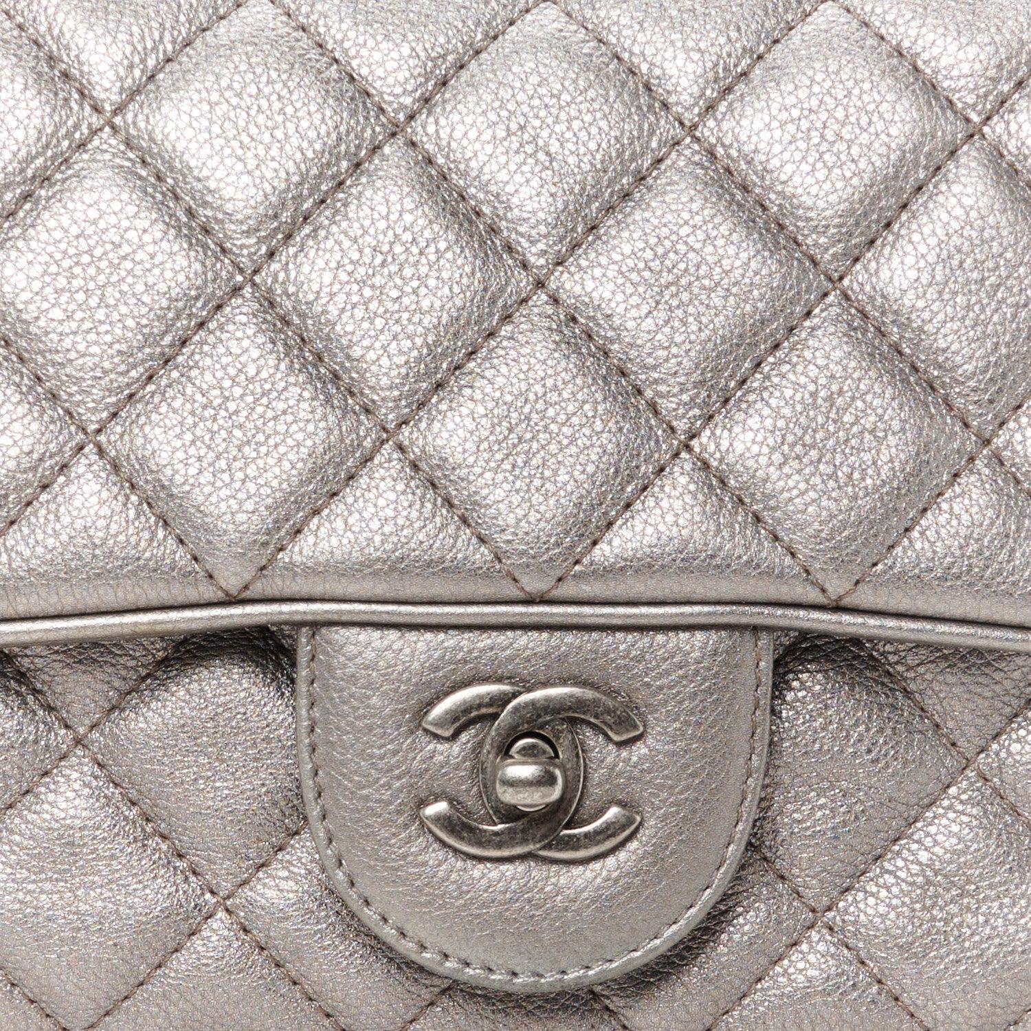 Chanel Metallic Calfskin Quilted Medium Casual Rock Flap Silver 8 of 10