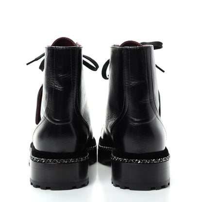 Chanel Crackled Calfskin Velvet Pearl Combat Short Boots 38 Black 7 of 11