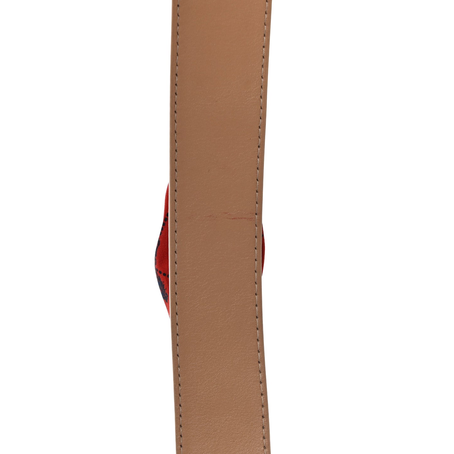 Calfskin Silk Little Horses Scarf Strap Earthy Red