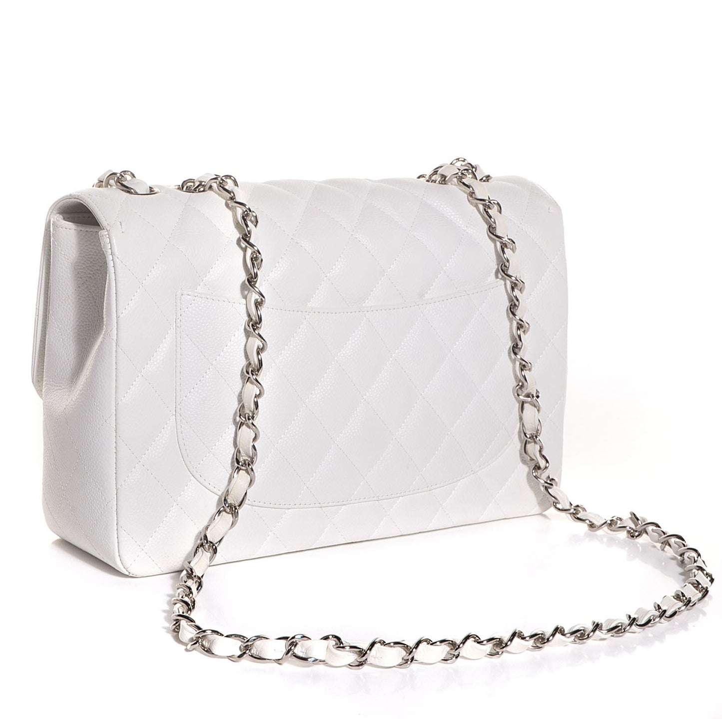 Caviar Quilted Jumbo Single Flap White