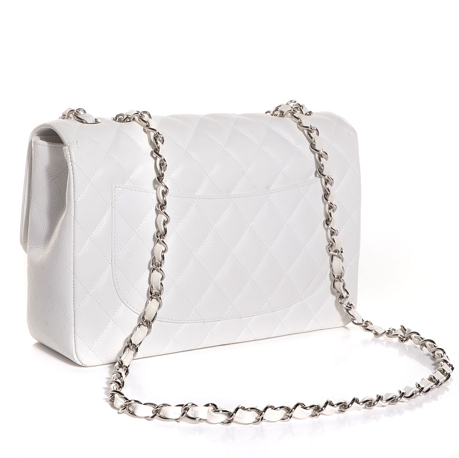 Chanel Caviar Quilted Jumbo Single Flap White 3 of 9