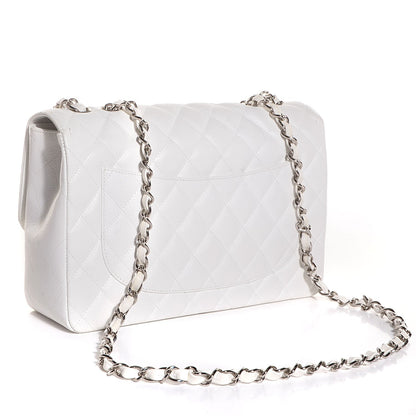 Chanel Caviar Quilted Jumbo Single Flap White 3 of 9
