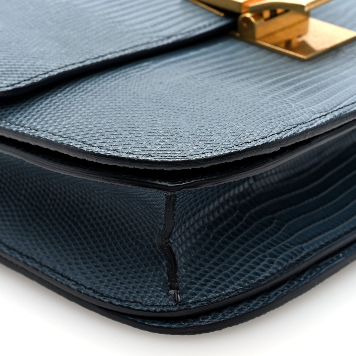 Lizard Medium Classic Box Flap Bag Blue