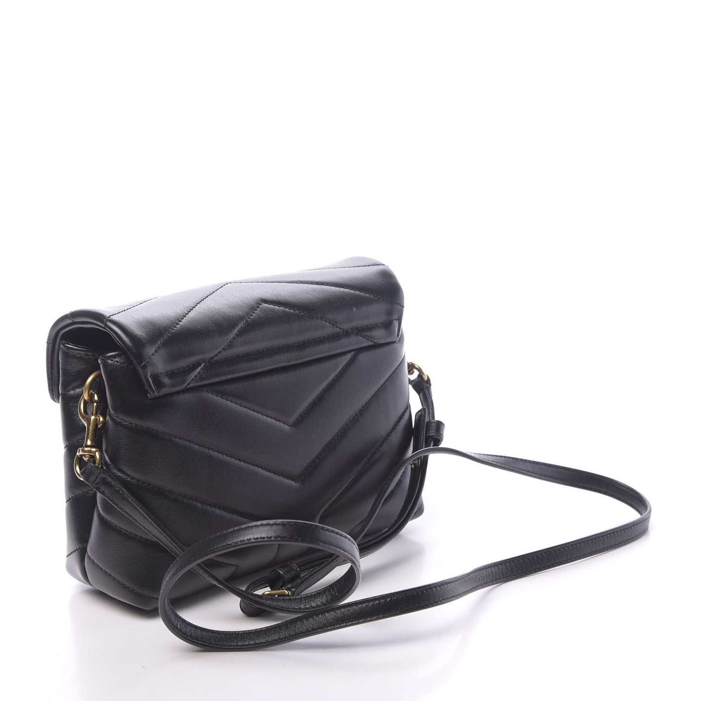 Calfskin Y Quilted Monogram Toy Loulou Crossbody Bag Black