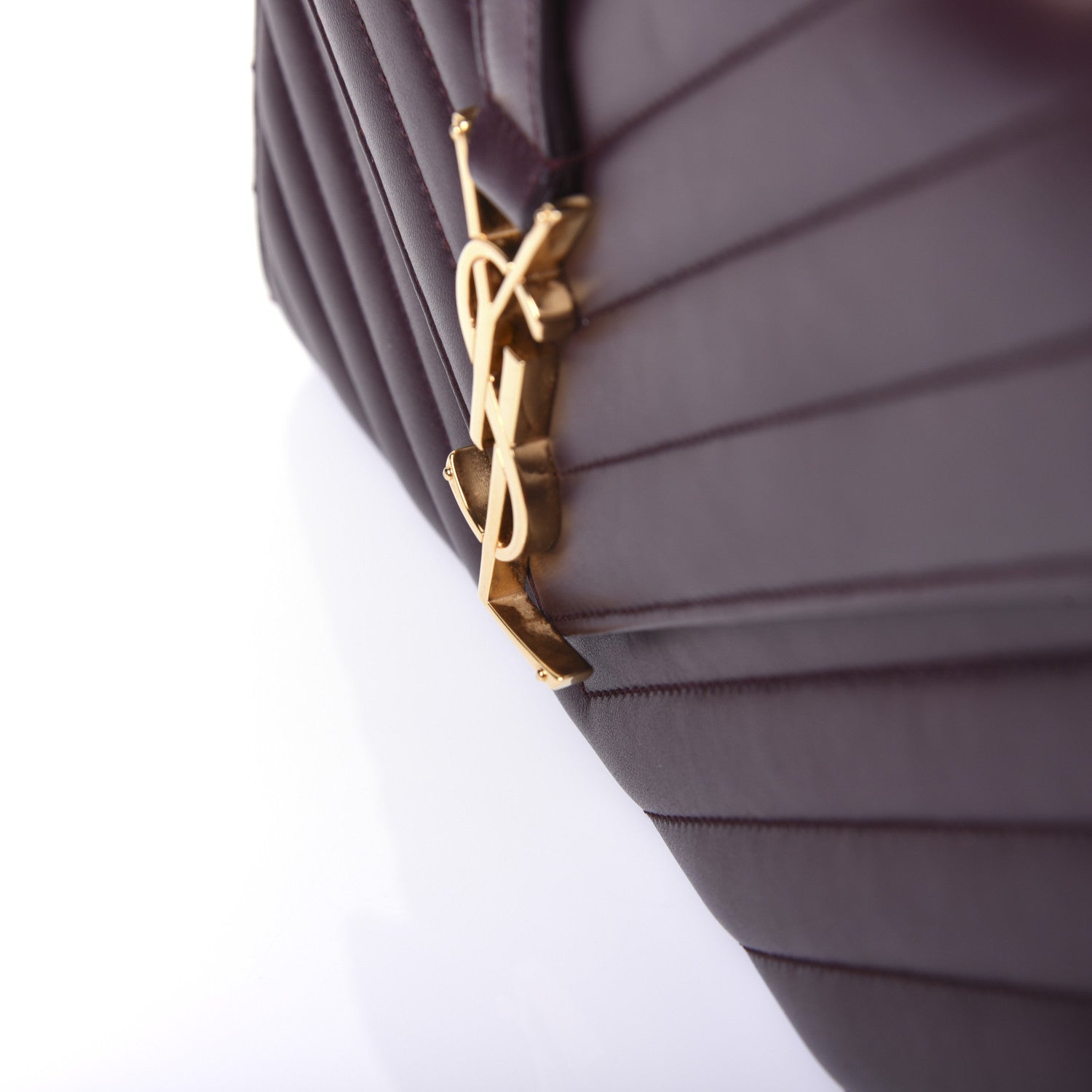 Saint Laurent Lambskin Matelasse Chevron Medium Monogram Satchel Amaranto 11 of 15