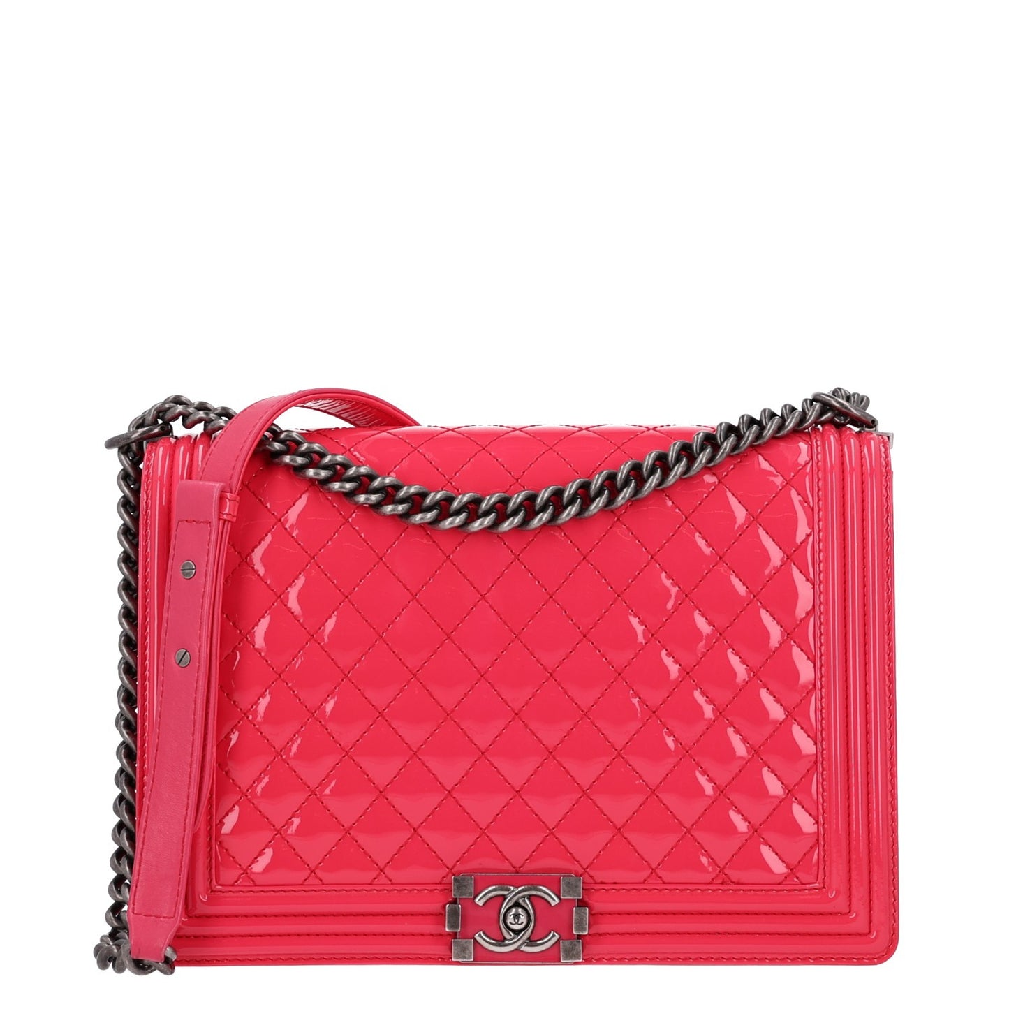 Patent Quilted Large Boy Flap Pink