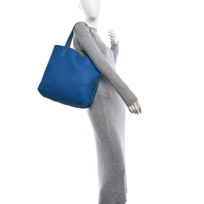 Hermes Taurillon Clemence Double Sens 45 Reversible Tote Mykonos Gris Tourterelle 2 of 16
