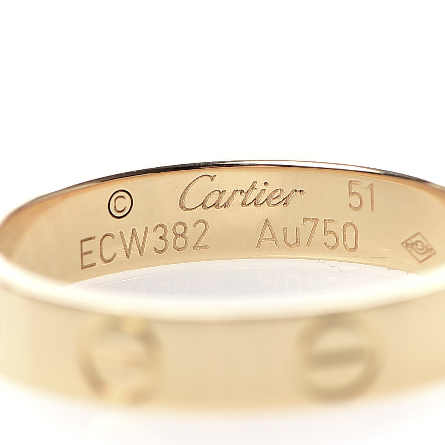 Cartier 18K Yellow Gold 3.5mm LOVE Wedding Band Ring 51 5.75 4 of 5