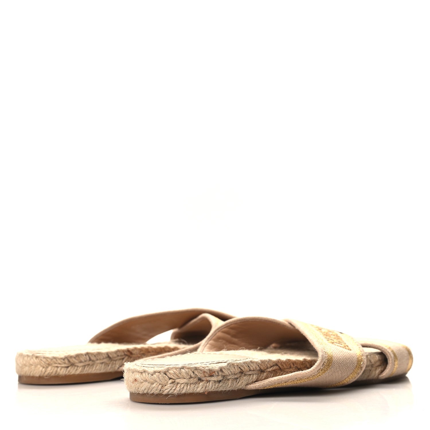 Christian Dior Canvas Embroidered Granville Espadrille Crisscross Flat Slide Sandals 39 Cream 5 of 9