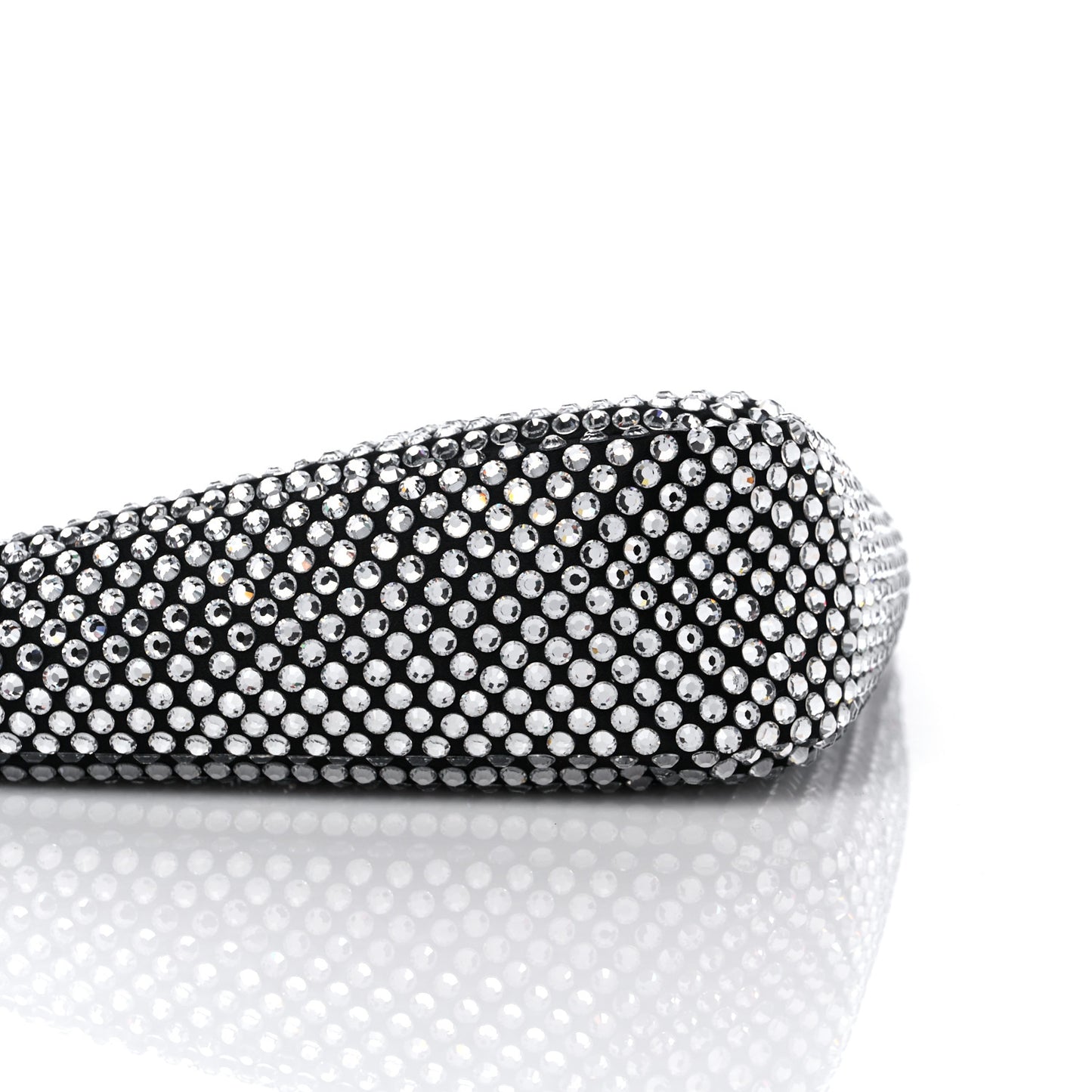 Satin Crystal Triangle Pouch Black