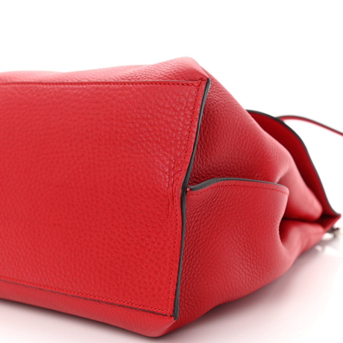 Pebbled Calfskin Large Bamboo Daily Top Handle Bag Red