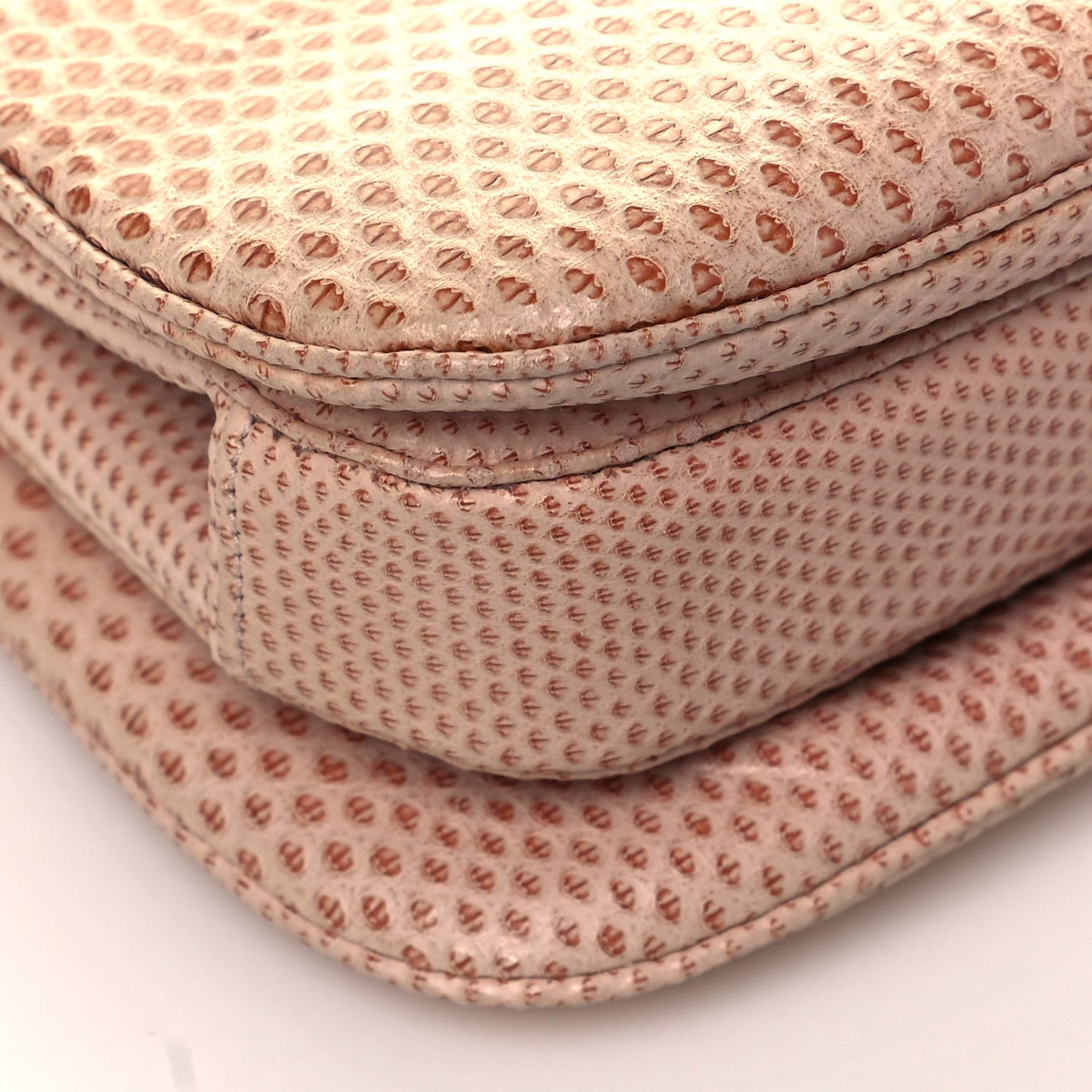 Crystal Lizard Embossed Pleated Evening Bag Beige