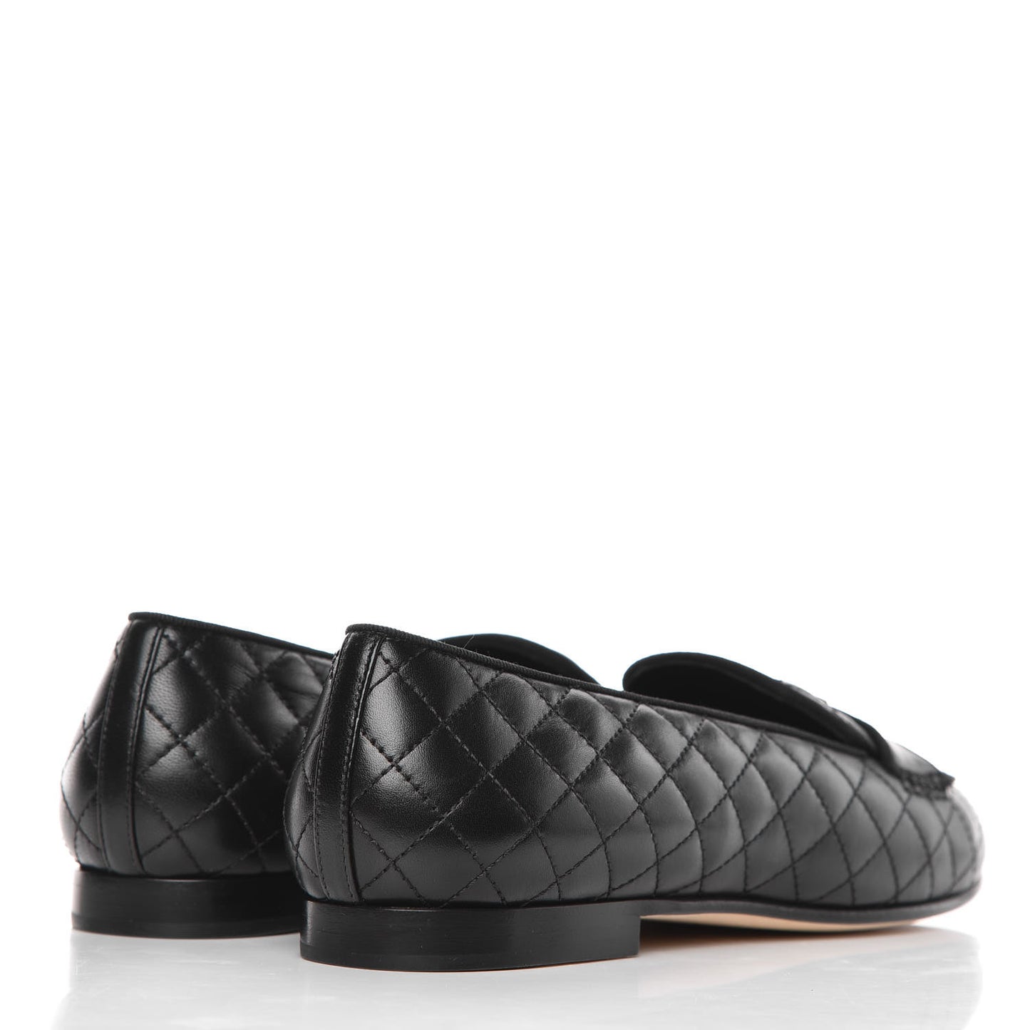 Lambskin Quilted Womens CC Loafers 38.5 Black