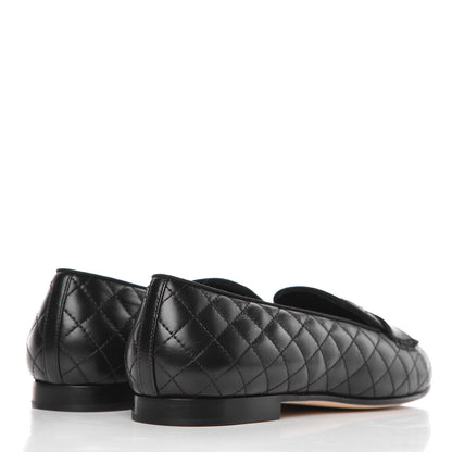 Chanel Lambskin Quilted Womens CC Loafers 38.5 Black 4 of 10