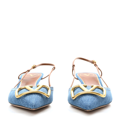 Valentino Garavani Denim Vlogo Slingback 40mm Pumps 39.5 Denim Selleria 2 of 8